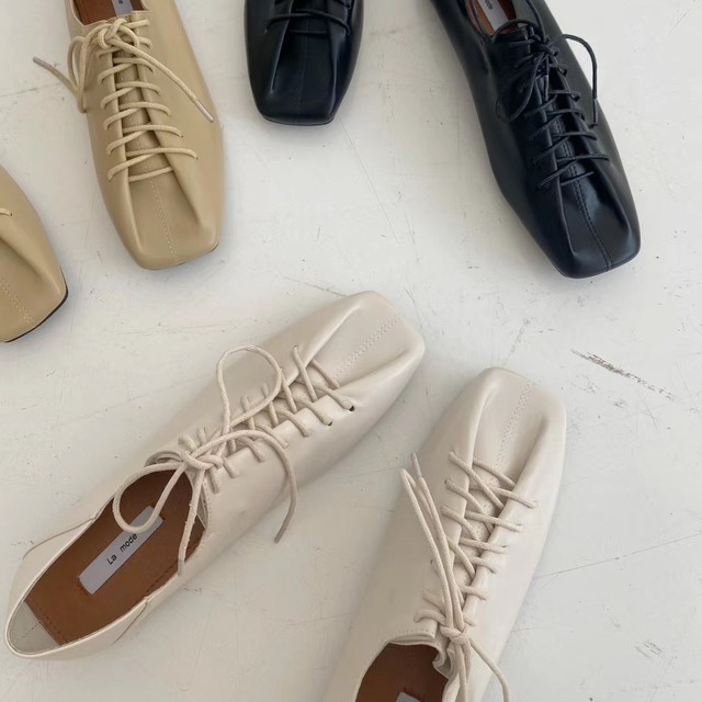 レースアップローヒールシューズ　M0143