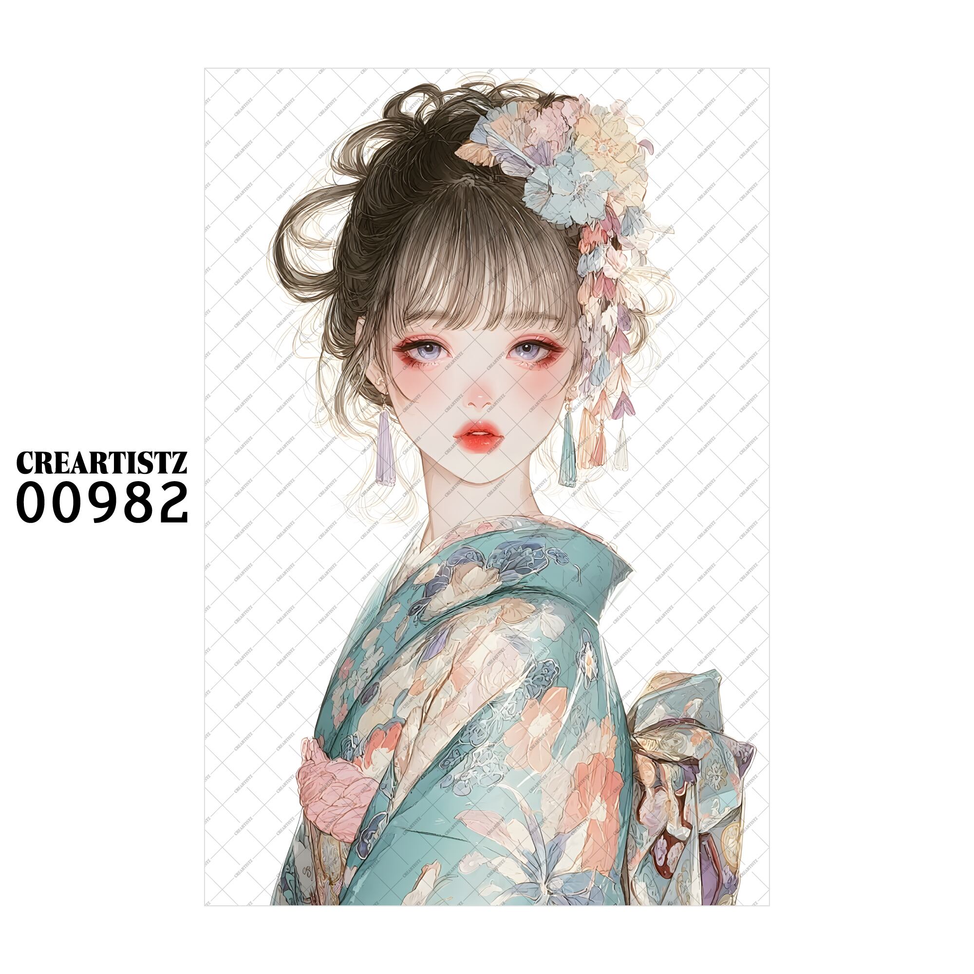 00982 ガール キュート オリジナル ペーパー/ステッカー 4枚セット CREARTISTZ