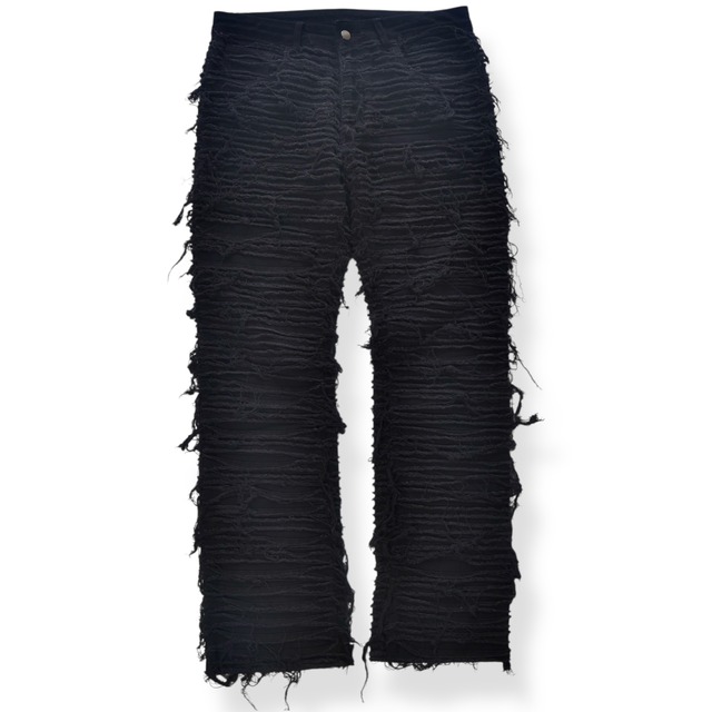 Distressed Shredded Black Mod Pants