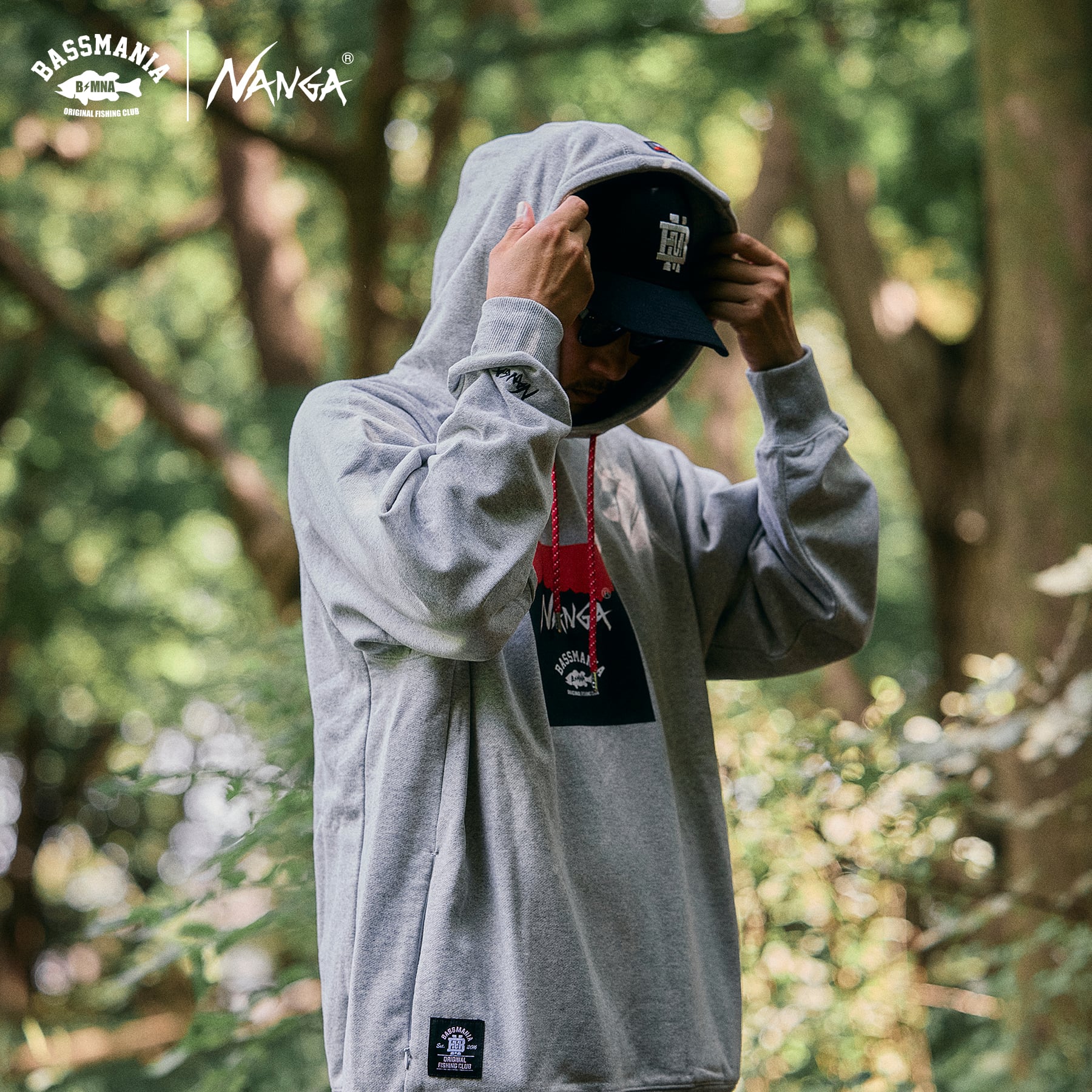 NANGA×BASSMANIA】コラボデザインフーディー ［GRY］［限定生産