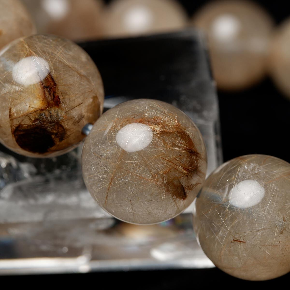 プラチナルチルクォーツ ブレスレット 13mm 一点物 おまかせ便 111-29757