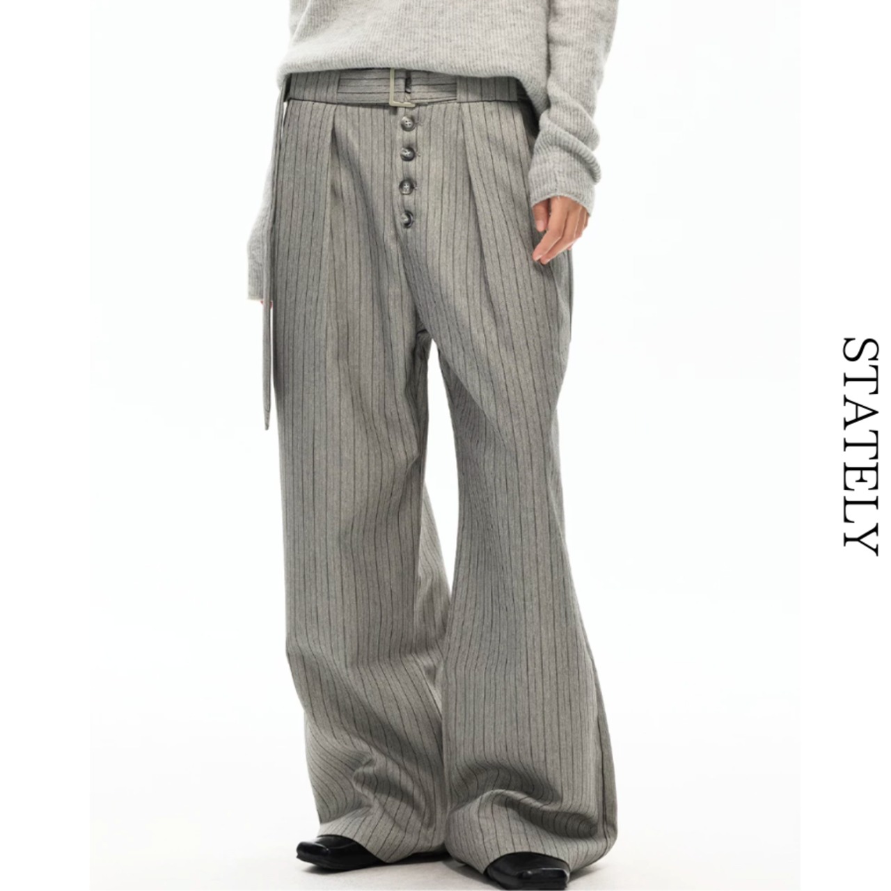 Pinstripe Belt ワイドスラックス_B170・画像5