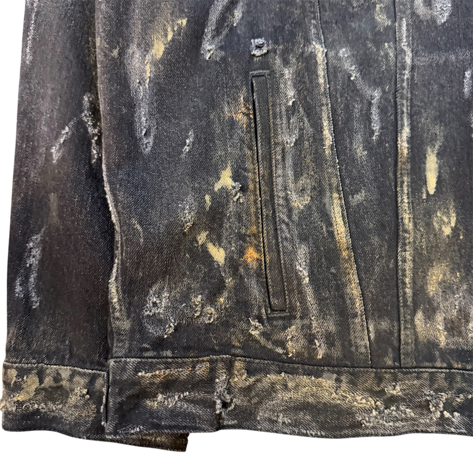 BALENCIAGA 23SS Black Distressed Denim Jacket