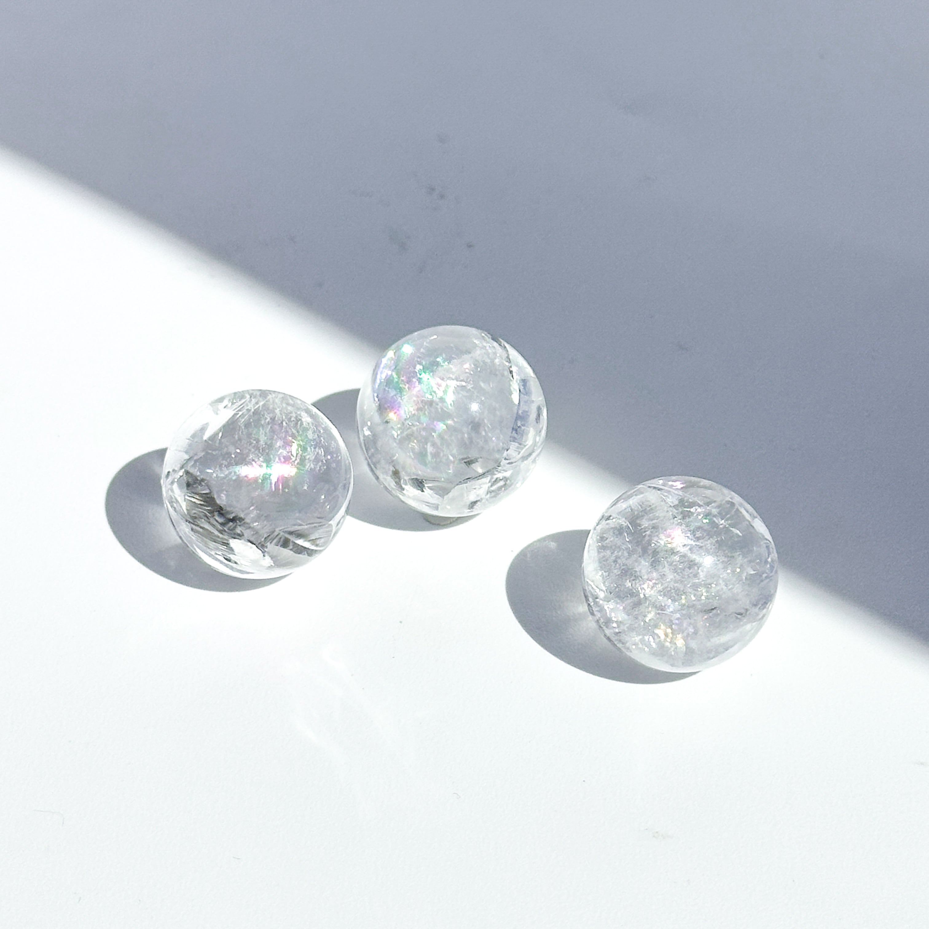 クリア(クラック)クォーツ スフィア 3個 set13◇ Clear Quartz