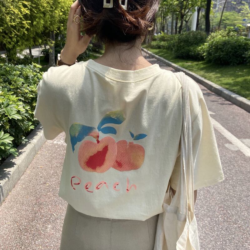 スタイルルーズTシャツ シャツ レディースサマーレッドトップス 夏物 試着室86663470400