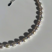 【BLUE】ポリマークレイ 淡水パールネックレス［GSN090-B］