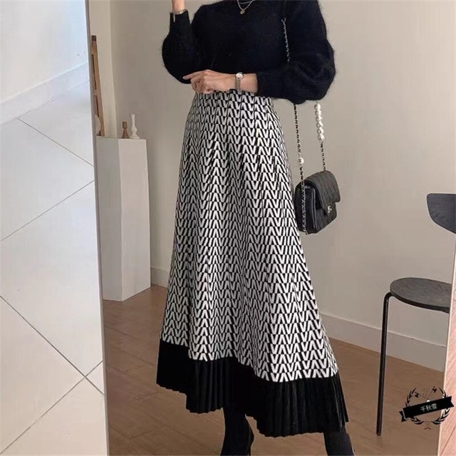 high waist knit skirt