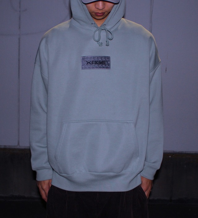 XAGE KIKKOH BOXLOGO HOODIE 【smoky green】