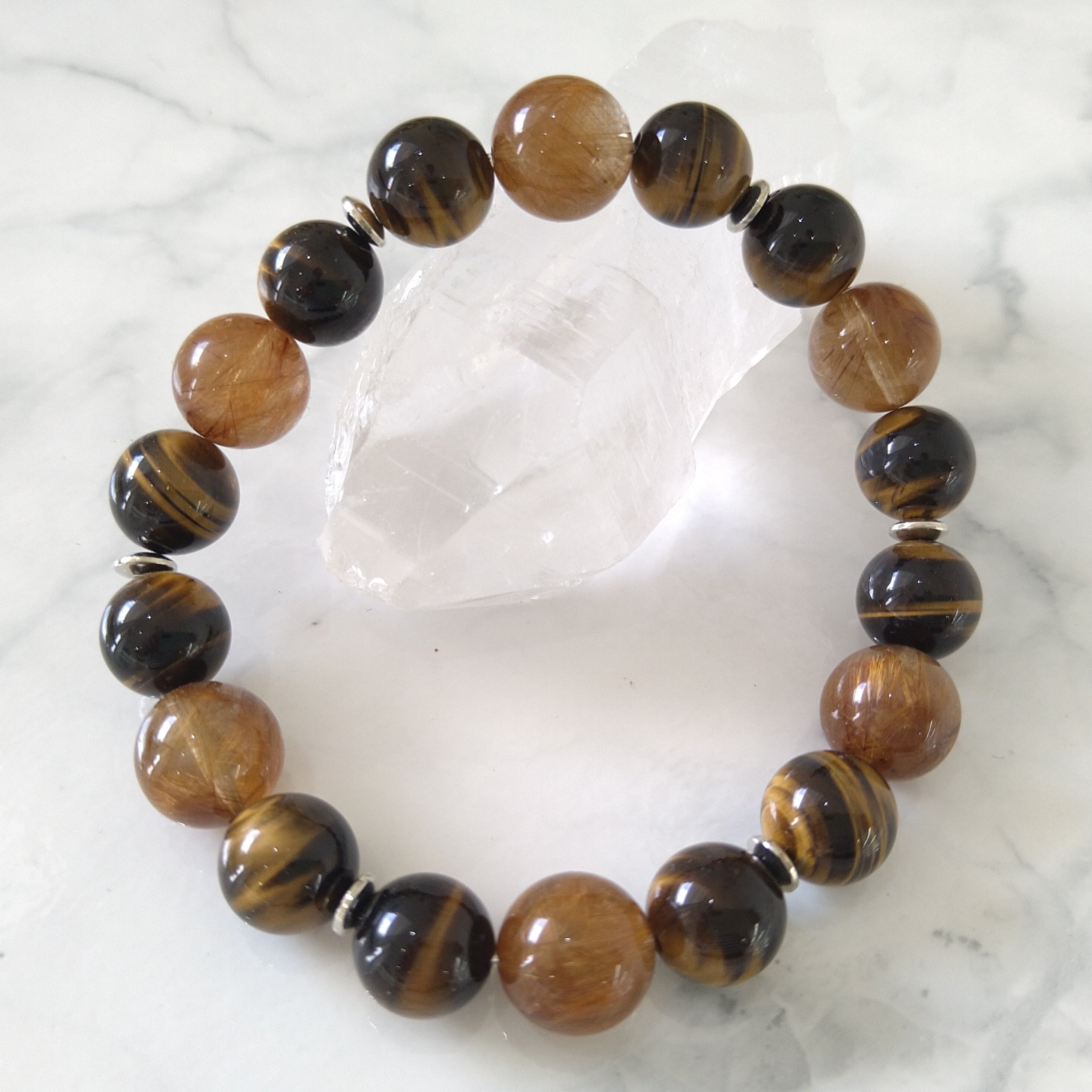 金運強　太陽放射ルチルブレスレット　ヘマタイト　ルチルクォーツ　15 金運強 太陽放射ルチルブレスレット ヘマタイト ルチルクォーツ 15