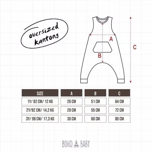 Bohobaby/Over sized kantong 2Y/オーバーサイズジャンプスーツUnisex 2歳