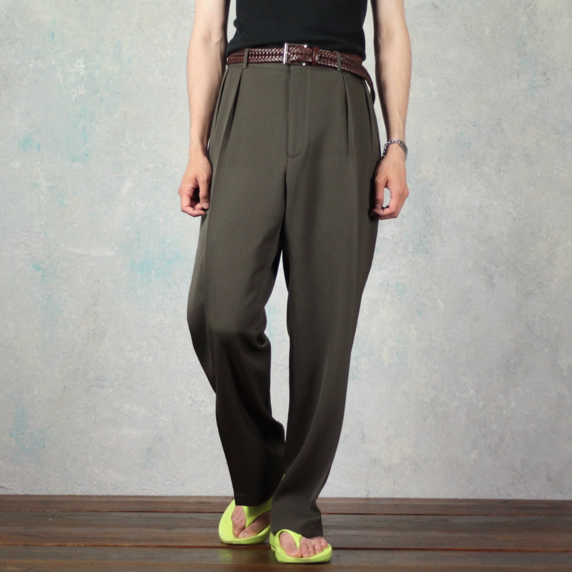Polo by Ralph Lauren ウールギャバジン 2タックスラックス Made Polo by Ralph Lauren ウールギャバジン 2タックスラックス Made