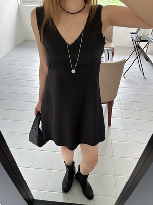 Vneck silk middle ops / black