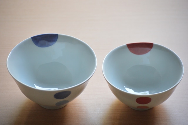 二色丸紋ペア茶碗