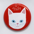 森邦保作品 猫マグネット L02（白猫イメージ）ロゴマーク付きです。