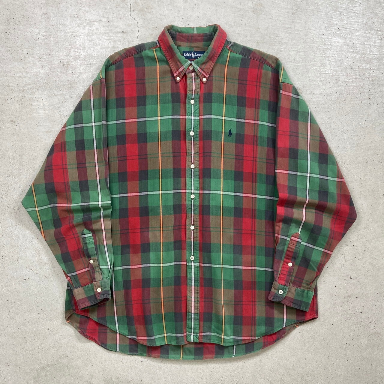 90年代 Ralph Lauren ラルフローレン BIG SHIRT チェックシャツ ライト 