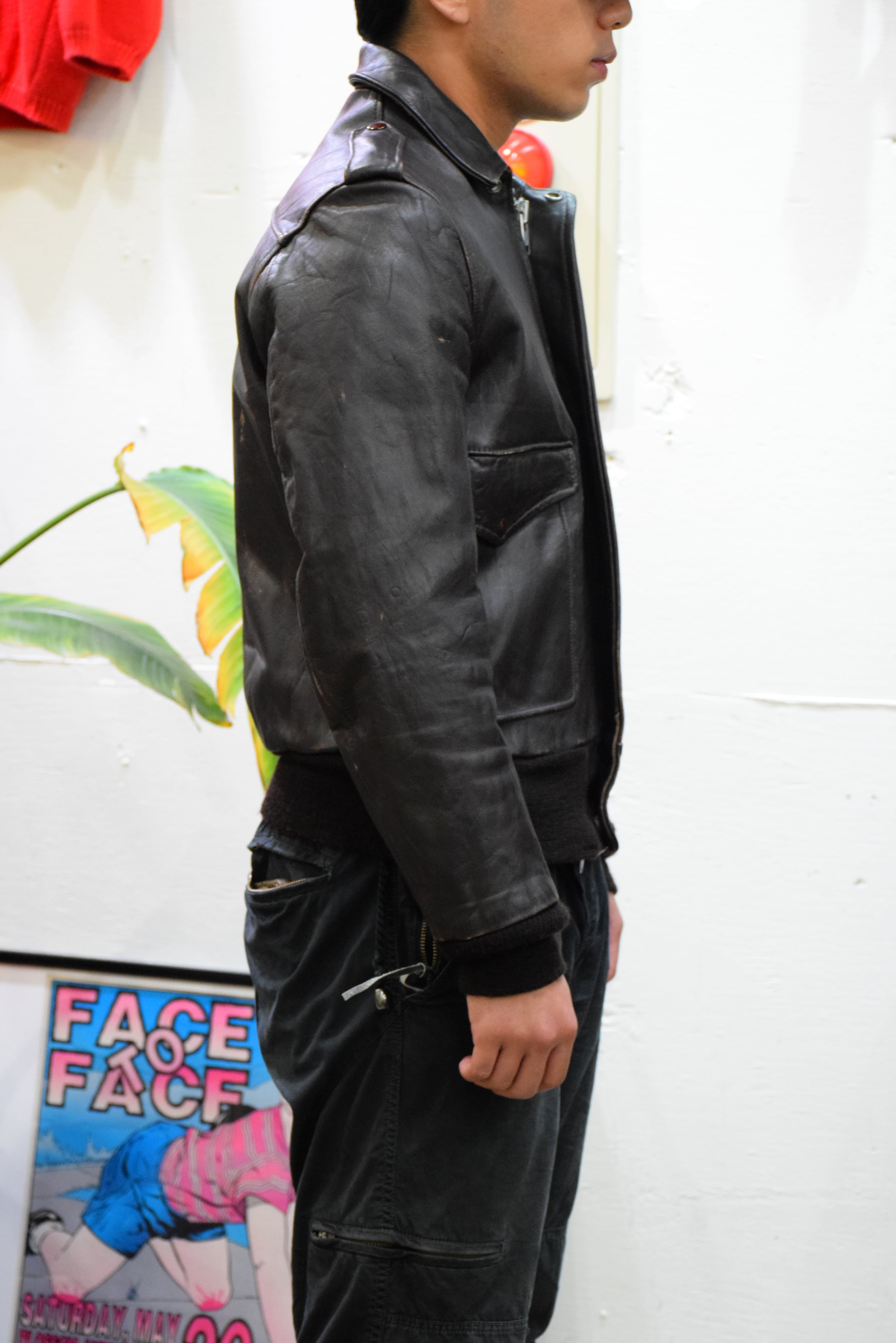 70s Schott A-2フライトレザージャケット メンズ38 ブラウン ショット