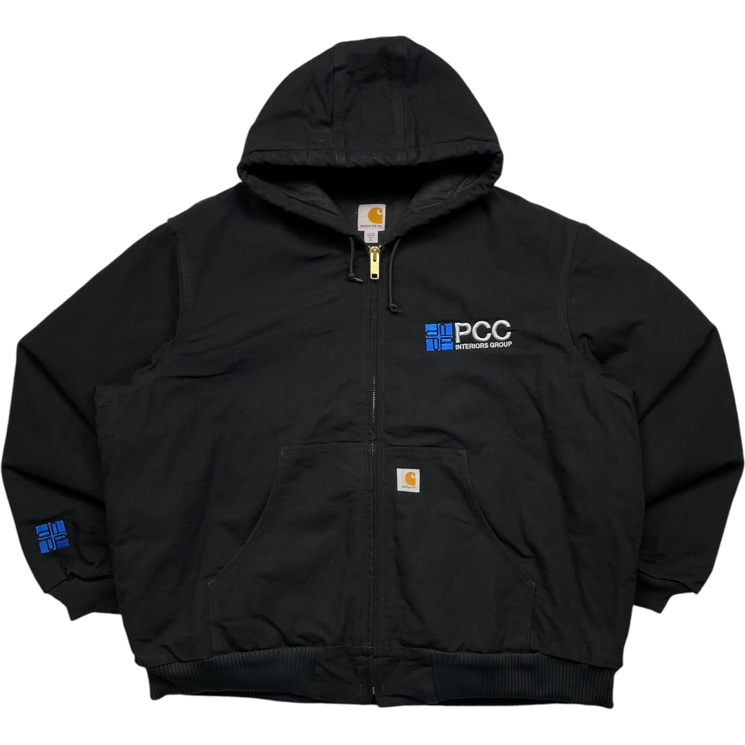 《XXL》 Carhartt カーハート レアデザイン アクティブジャケット ダックジャケット 企業 刺繍 バックプリント USA製 no.4470