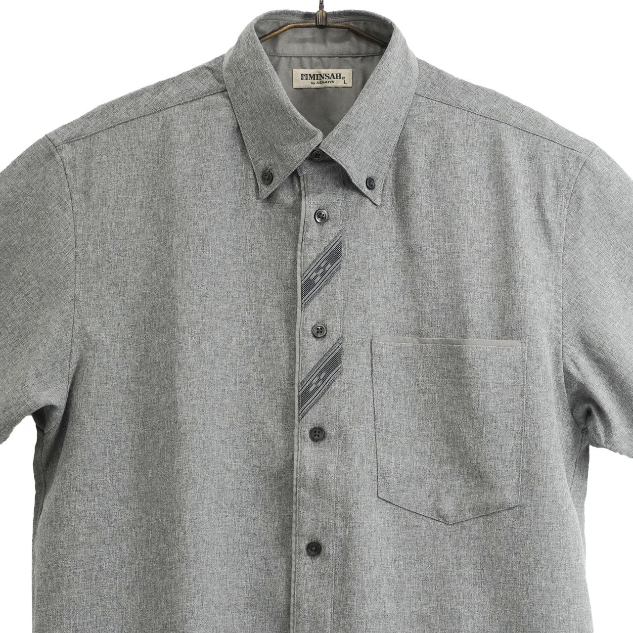 ポリエステル・トロ ボタンダウン 半袖 シャツ [MINSAH] メンズ