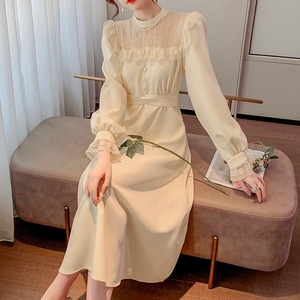 クラシカル　ロング丈　ワンピース　ハイネック　２color