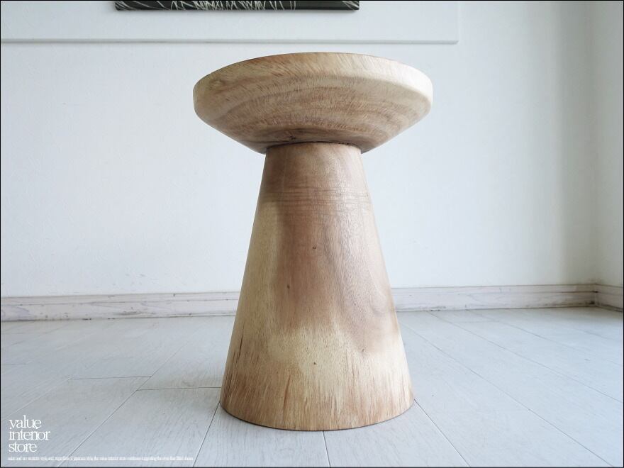 モンキーポッド無垢材 スツールMotif/N2 イス 椅子 プランツスタンド ベンチ 丸スツール 花台 ナチュラル 重さ12kg