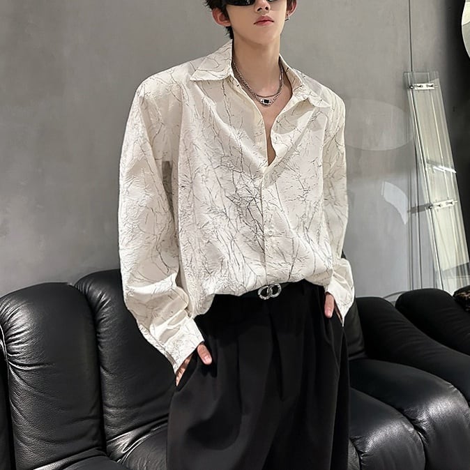 アートタッチ柄オーバーサイズシャツ 2color MTO0393