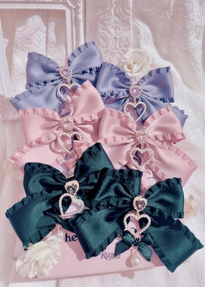 Heart Pearl Ribbon Hair Set Accessory