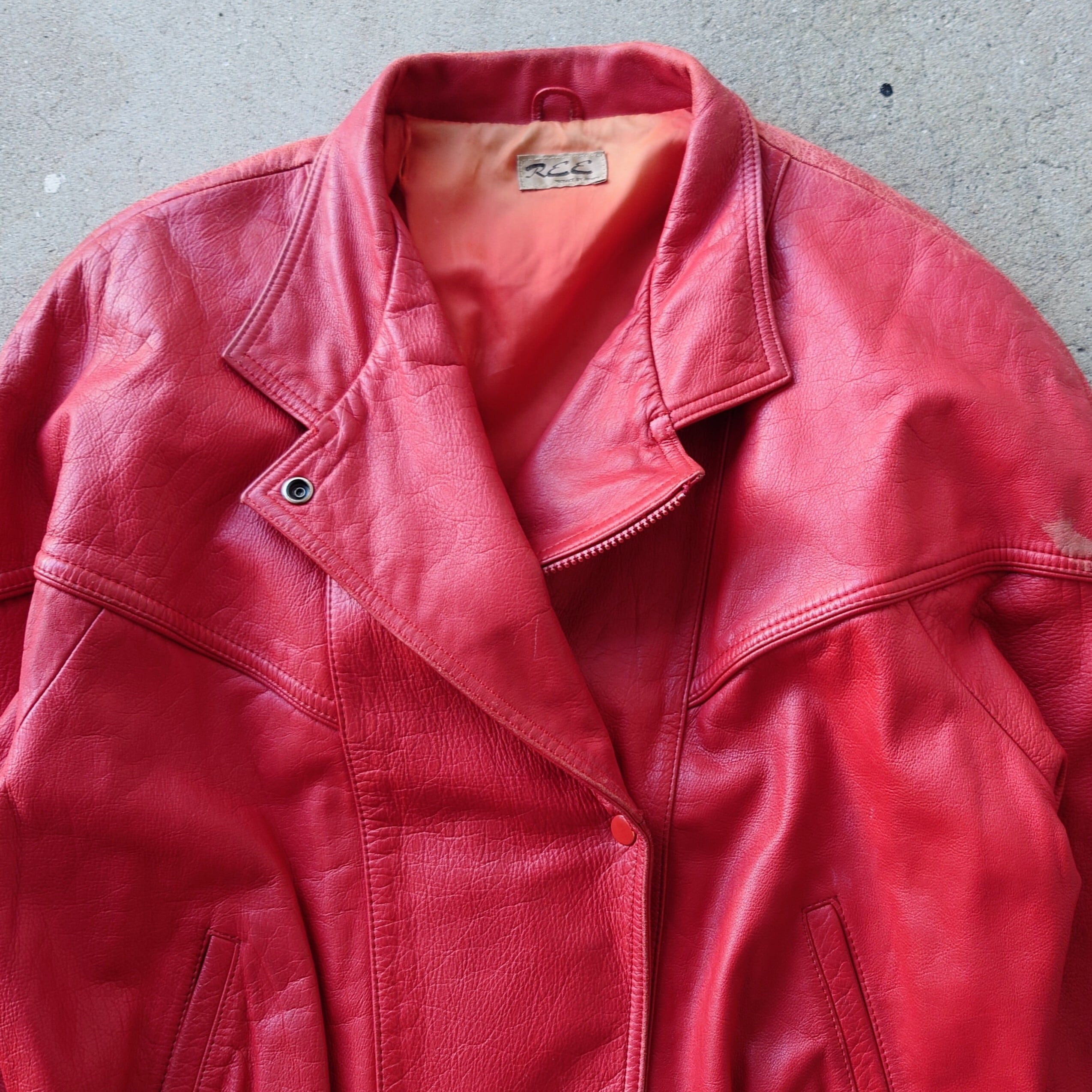 REE- LEATHER DOUBLE RIDERS JKT RED | eeff.