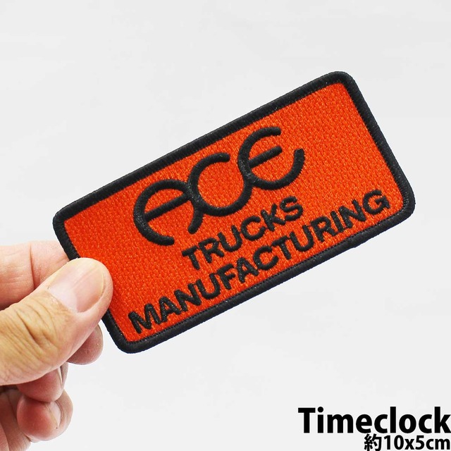 エース スケボー ワッペン ace Patch 4種類 スケートボード パッチ DIY アイロン おしゃれ ブランド ロゴ 正規品 Timeclock/オレンジ