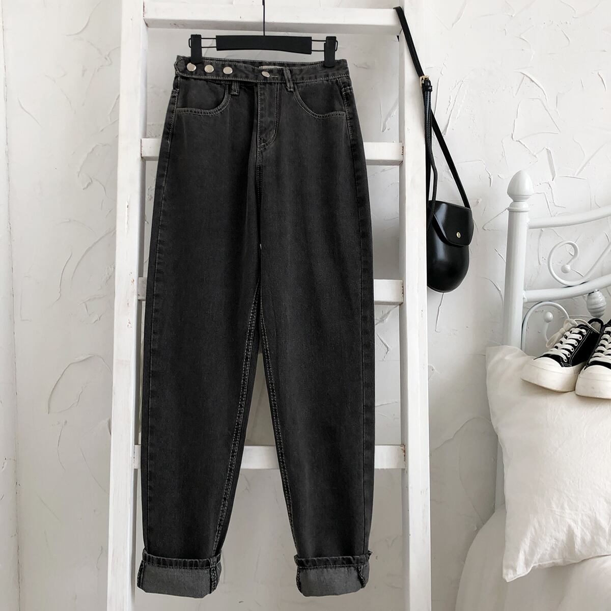 ウェストジーンズ ルーズ薄手スタンダードパンツ レトロ クレセントシティ982506771