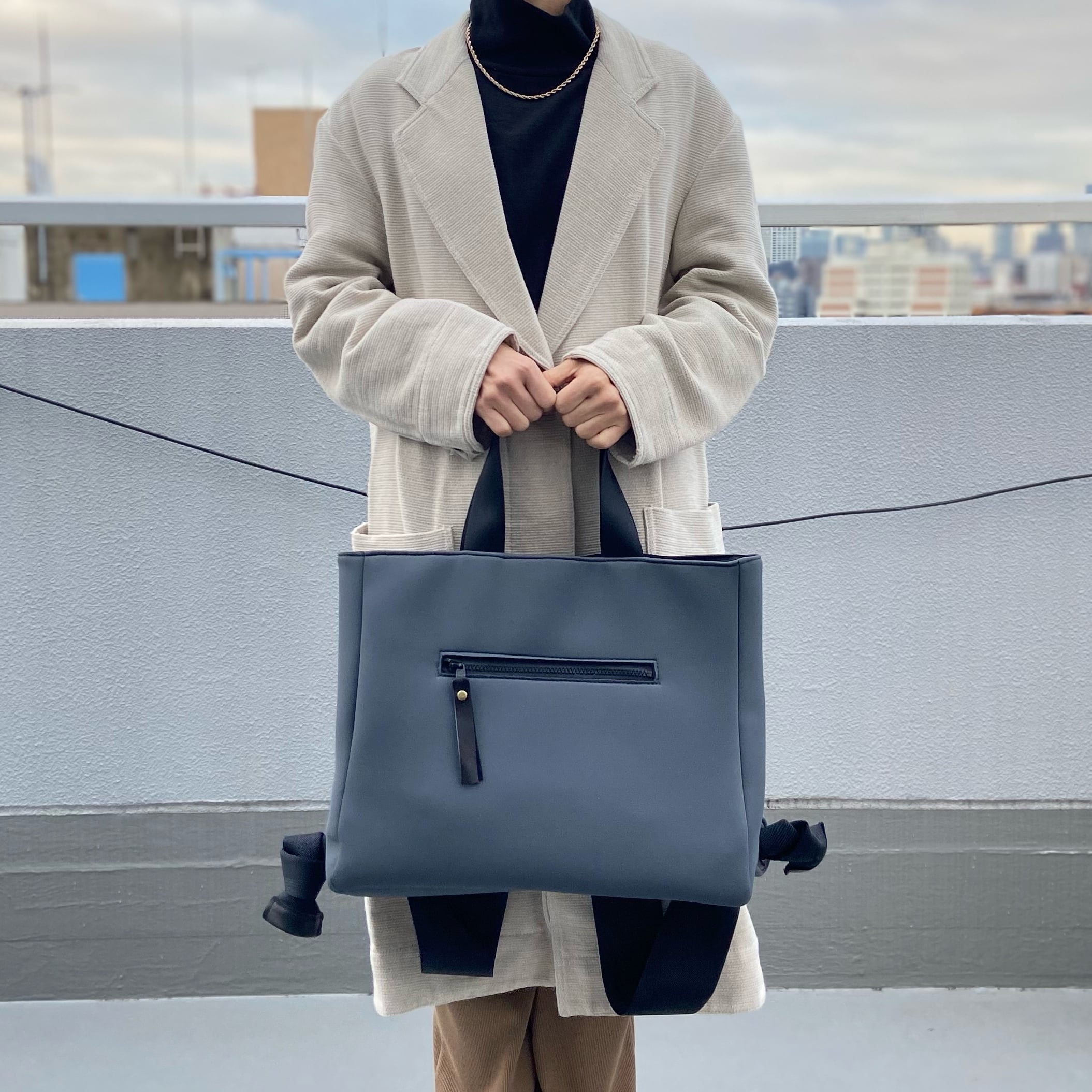 2wayトート・リュック＊A4収納可能＊ネオプレーン素材＊グレー | Yabo