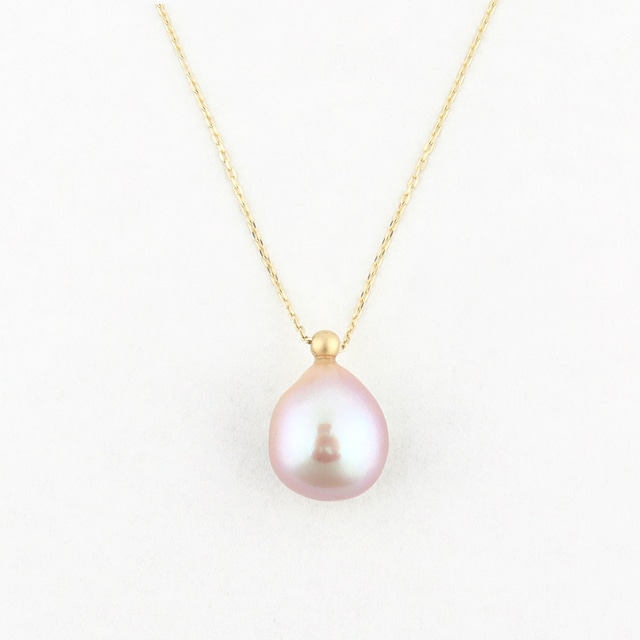 Natural color pearl  with ball necklace 〈lavender〉