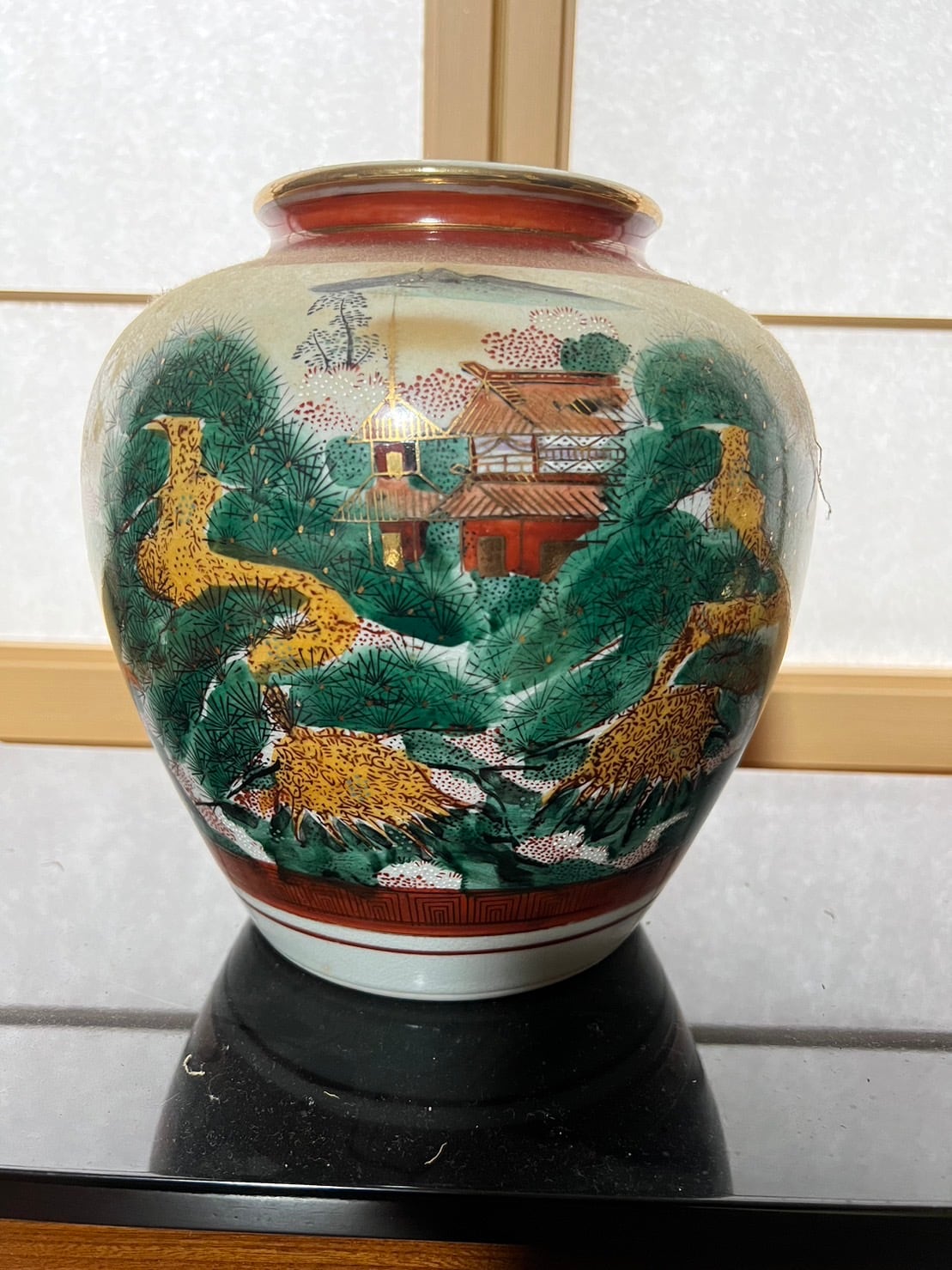 C-壁 清水焼 京焼 花瓶 花器 陶器 伝統工芸 金彩 和モダン インテリア