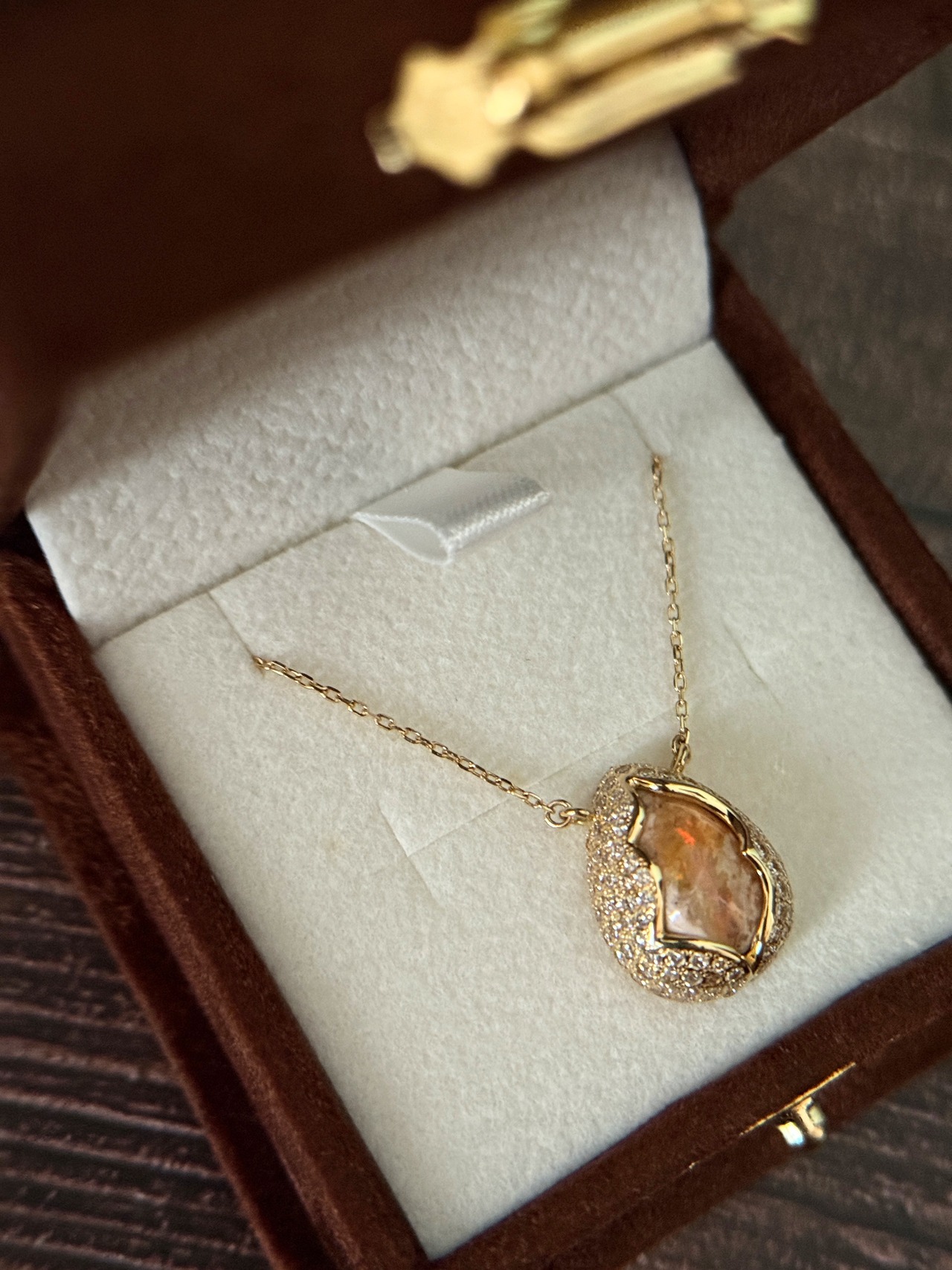 【K18YG カンテラオパール / Dia ネックレス】