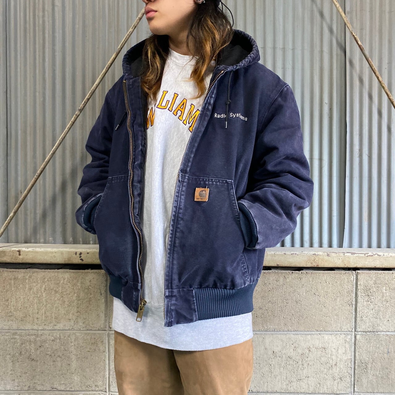 Carhartt アクティブジャケット パーカ 紺 ダック USA製  Lサイズ