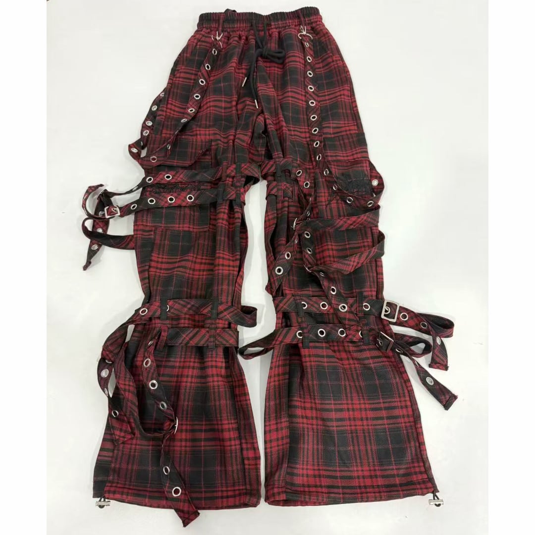 【近日発売予定】サブカルロゴ チェックボンテージパンツ