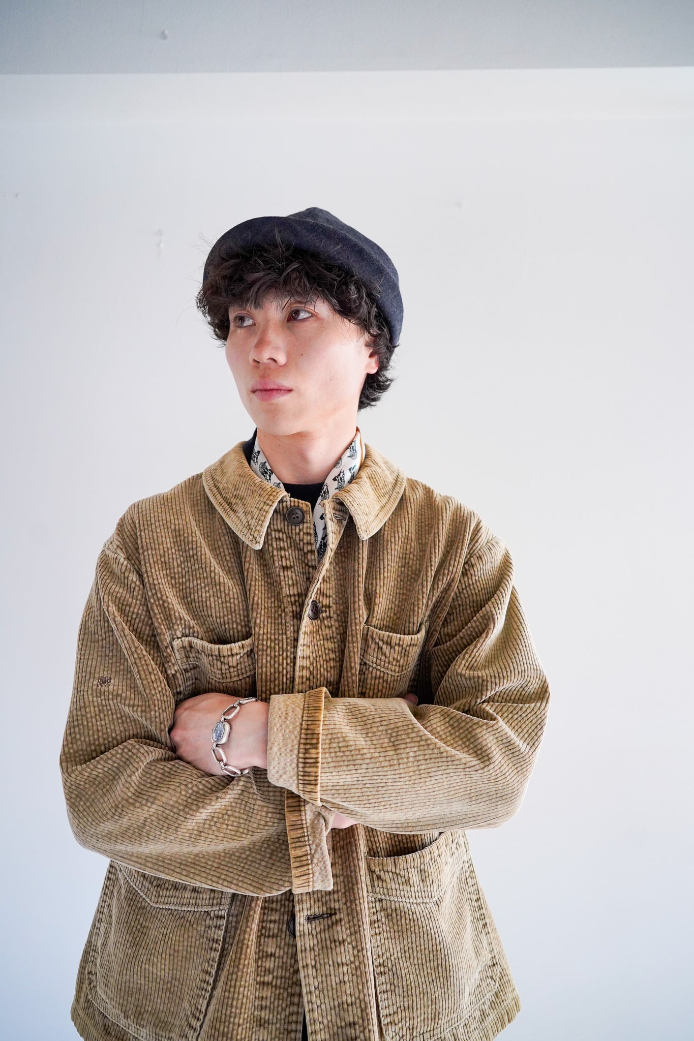 【1950s】 "Le Fort-Beau, V-Pockets" Unusual Brown Corduroy Work JKT / 6-45