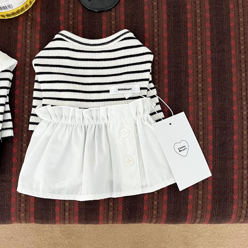 即納/【 Little Heart 】april button stripe op