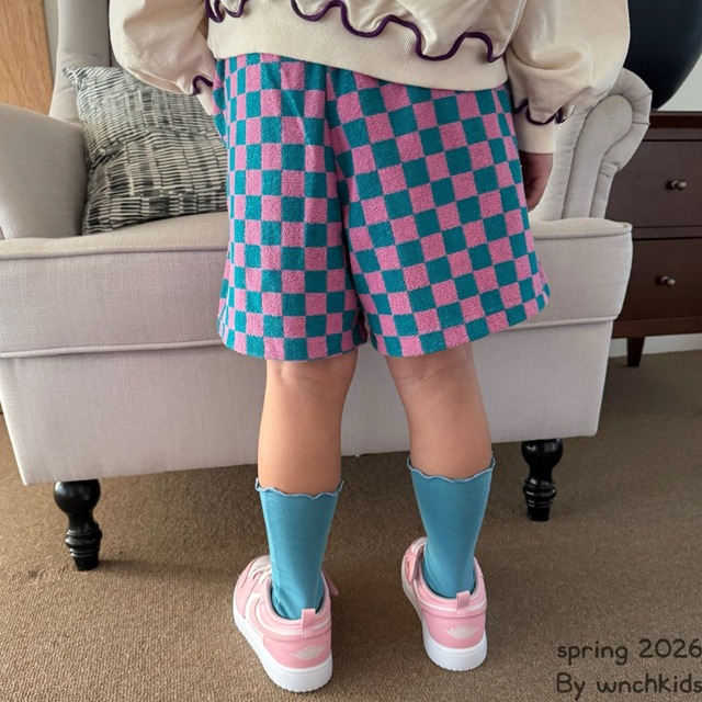 ★即納《送料無料》チェッカーショートパンツ　pink　Lsize【wnchkid’s】