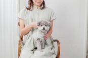 〈Dogs〉おでかけ日和の、襟フリルワンピース｜ミント