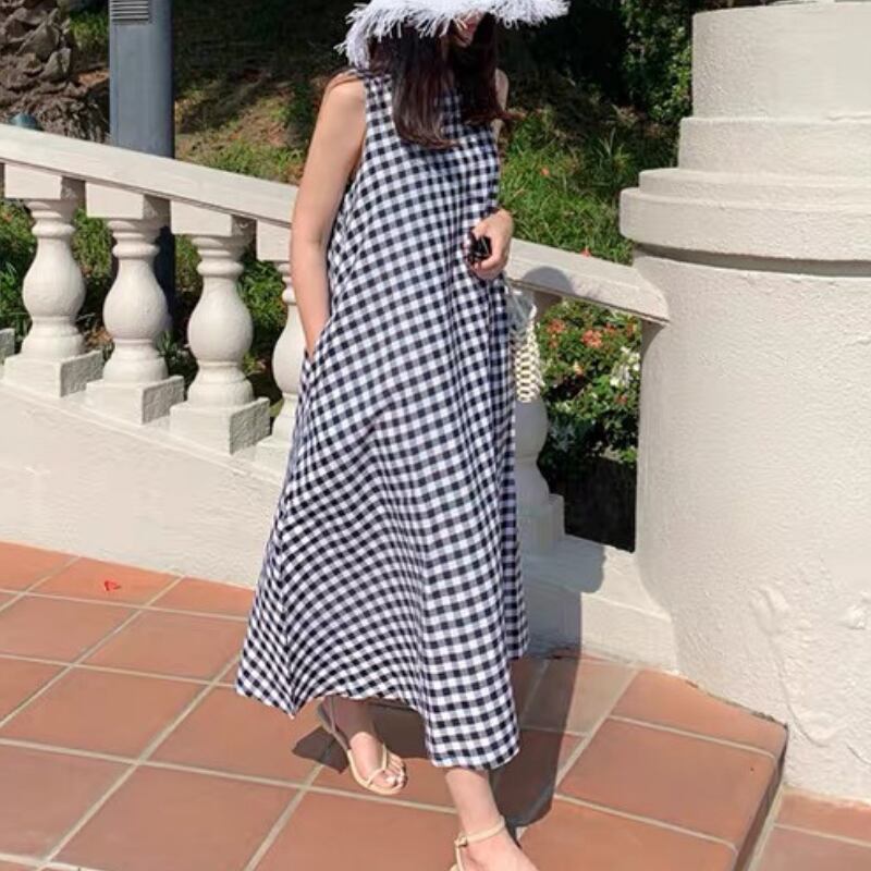 ギンガムチェックaラインノースリーブワンピース R1091 Riric 一癖可愛く レディースファッションセレクトショップ