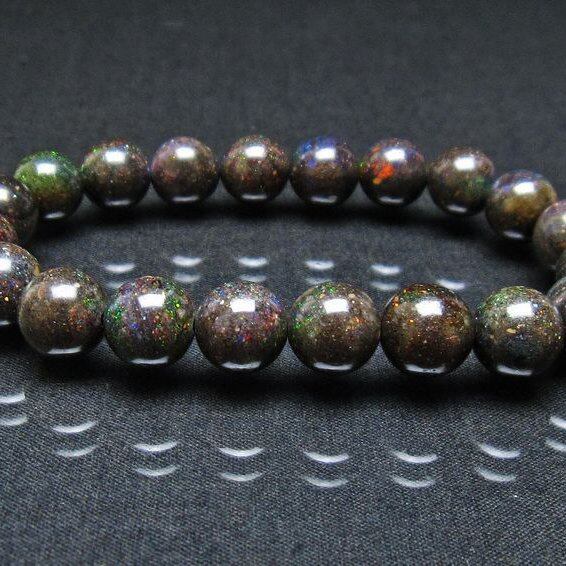 ブラックオパール ブレスレット 10mm 一点物 111-37949