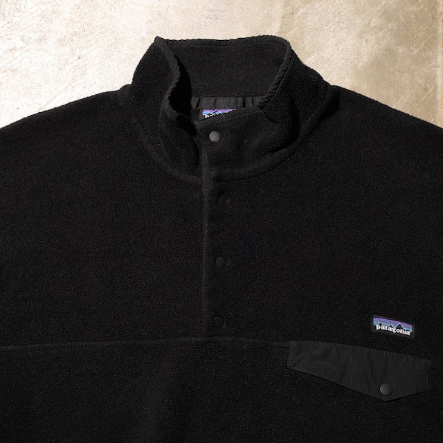 美品 L 12年 オールブラック 黒 Synchilla Snap-T Patagonia シンチラ スナップT パタゴニア