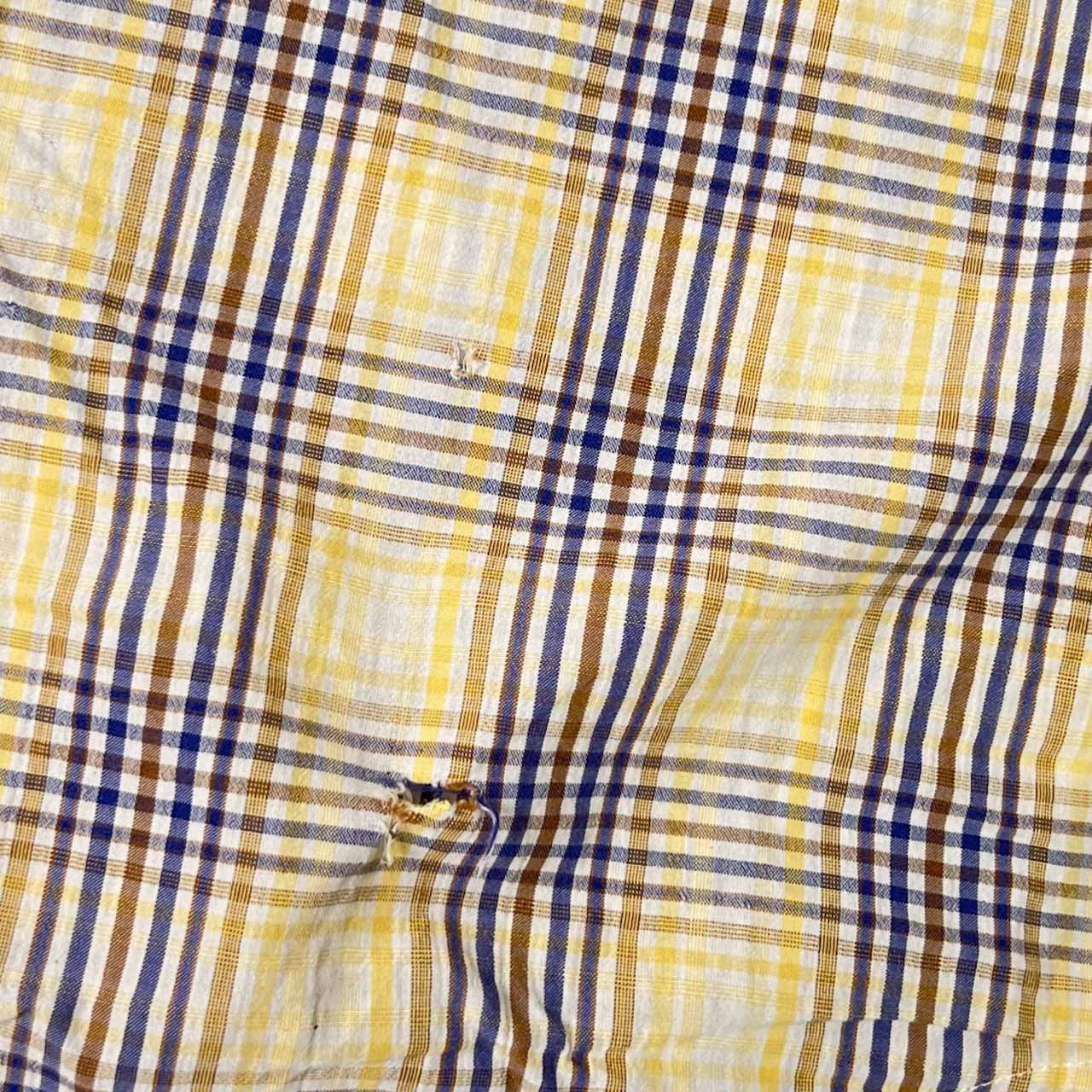 Crocodile クロコダイル チェック BD ボタンダウン 半袖シャツ L/イエロー×ブルー メンズ