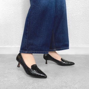 【OT3717】ローファー デザイン パンプス：ブラックCR 23.0cm【一部難あり】