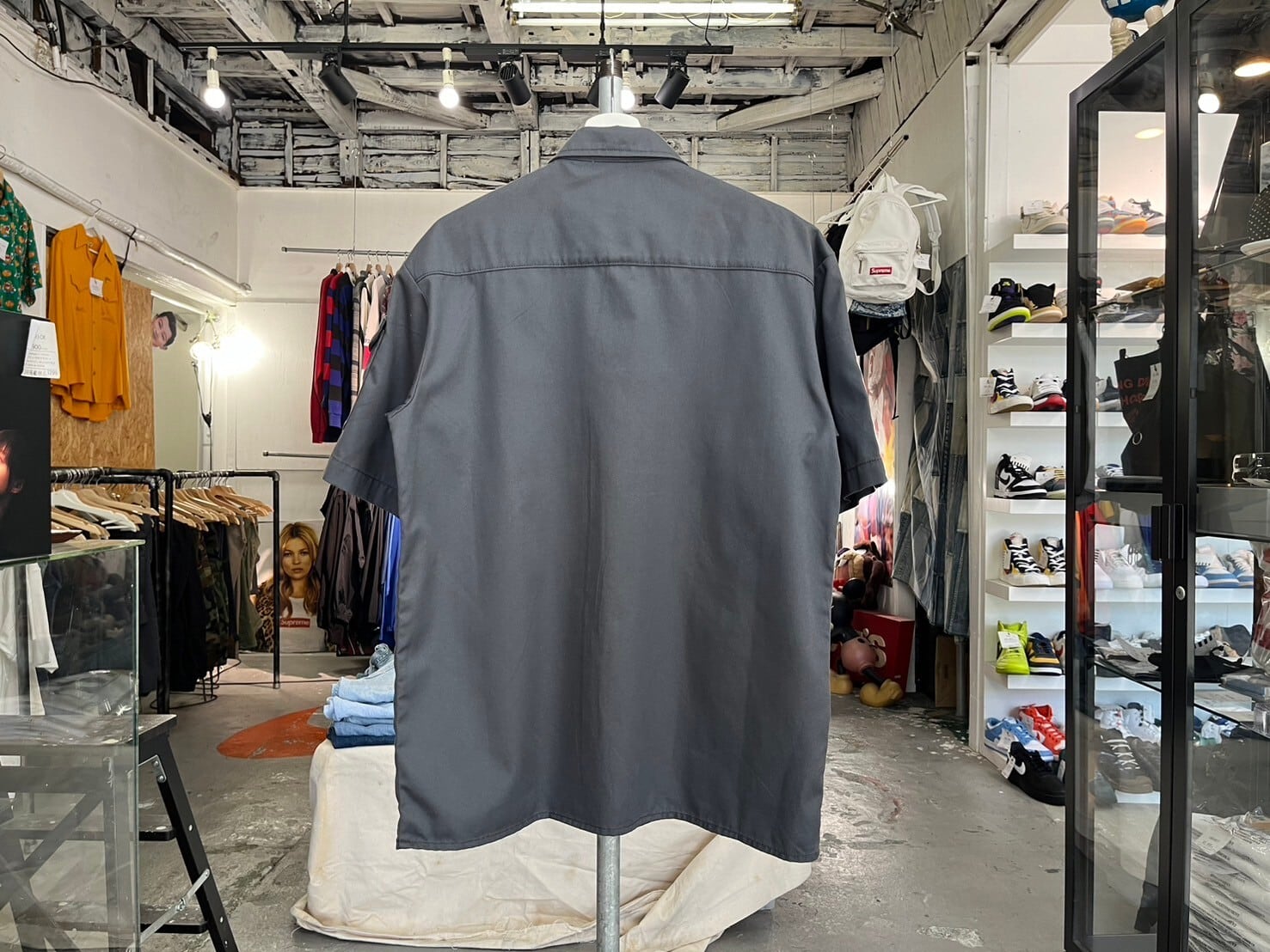 Supreme × DICKIES STRIPE SS WORK SHIRT CHARCOAL MEDIUM 93736 