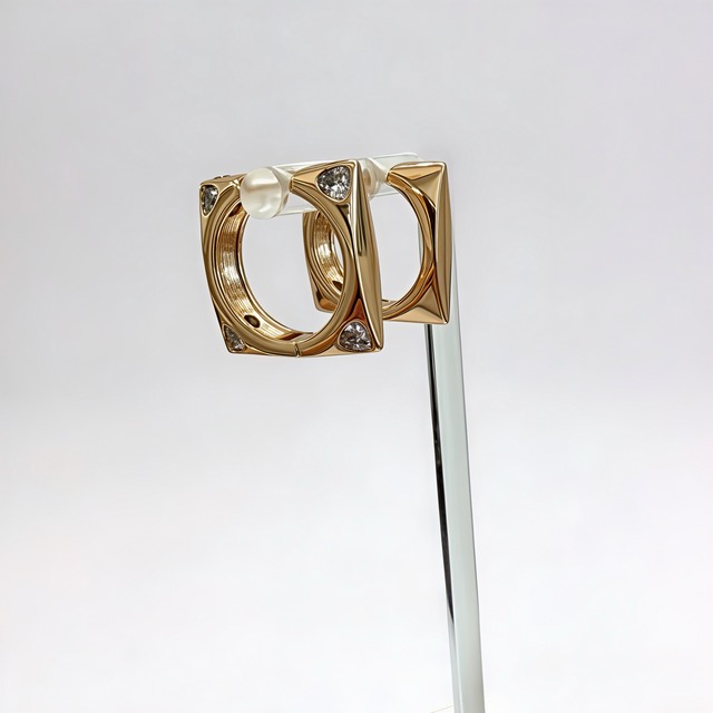 GEO CRYSTAL 18K コーティングリングピアス
