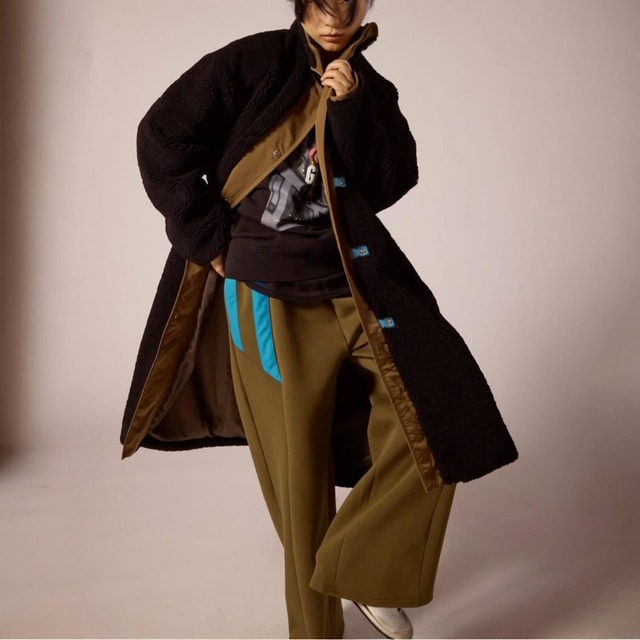 ボア×ナイロンバイカラーロングコート/NO.1258019