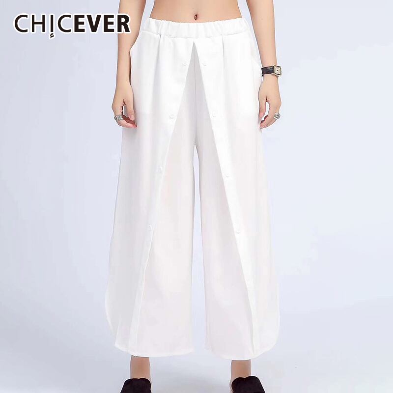 CHICEVERパッチワーク不規則なパンツ女性ウエストポケットオーバーサイズルーズワイドレッグパンツ2020服 ワイドパンツ 6base538651815667