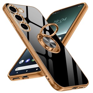 【在庫のみ】Galaxy S25 用ケース リング付き 耐衝撃 落下衝撃吸収 tpu シリコン 軽量 薄型 メッキ加工 ストラップホール付き ギャラクシー S25 用ケース 全面保護 スタンド機能 車載ホルダー対応 360°回転 耐久 落下防止 人気 携帯カバー 黒 ZW70-40