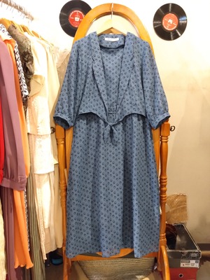 ジオメトリックポルカドットレトロワンピース/セットアップONEPIECEMADEINJAPANAntiqueVINTAGE日本製古着洋服